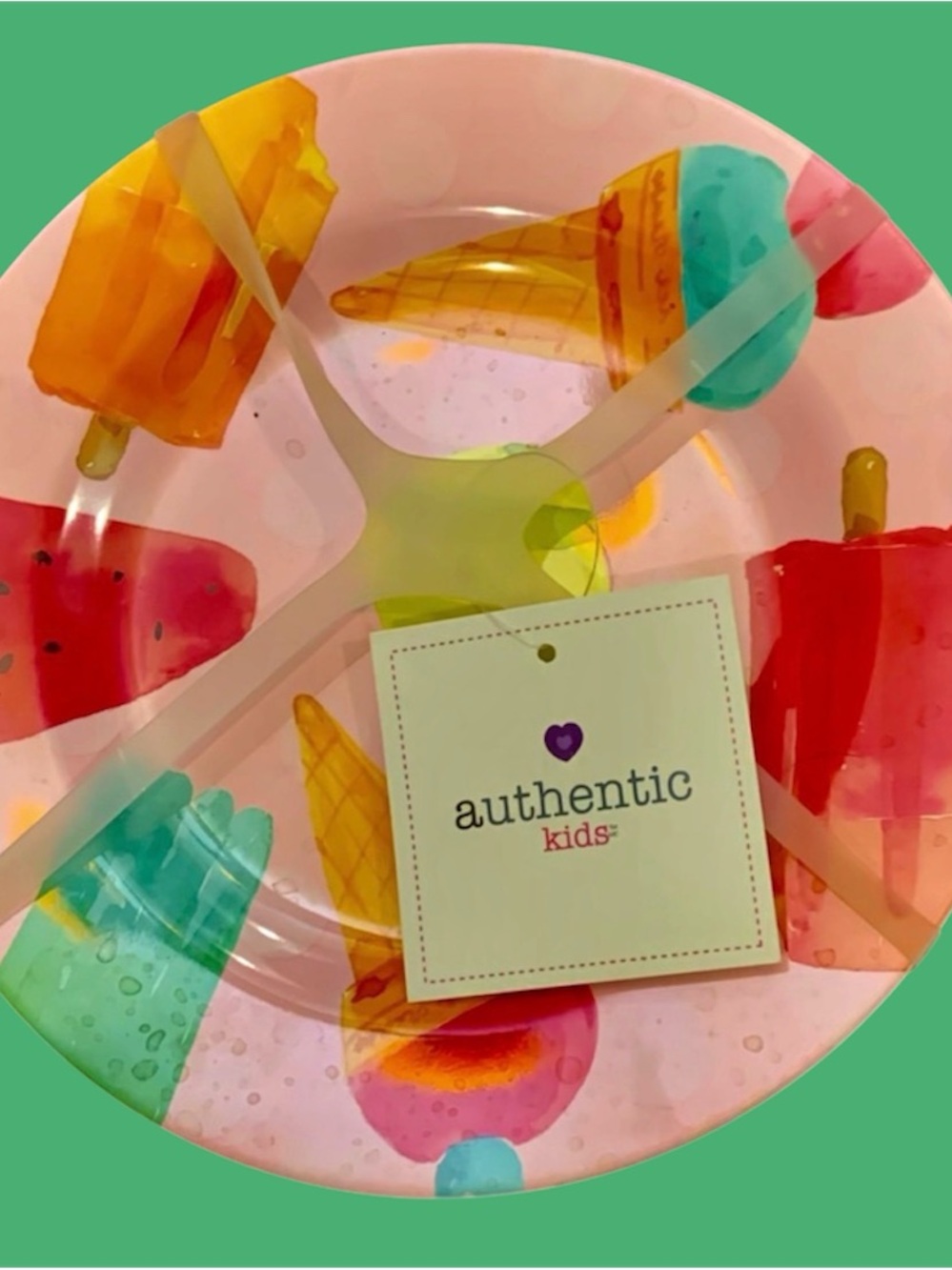 Authentic kids brand popsicle dessert plates plastic melamine-like